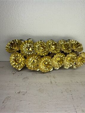 VTG Metal Christmas Tree Clip Candle Holders Pinecone Gold Tone Tin Lot Of 12